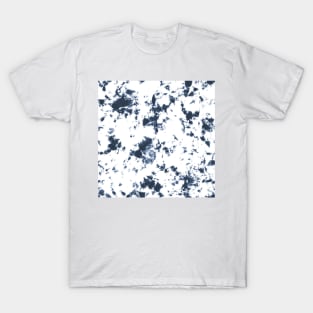 Navy blue and white Storm - Tie-Dye Shibori Texture T-Shirt